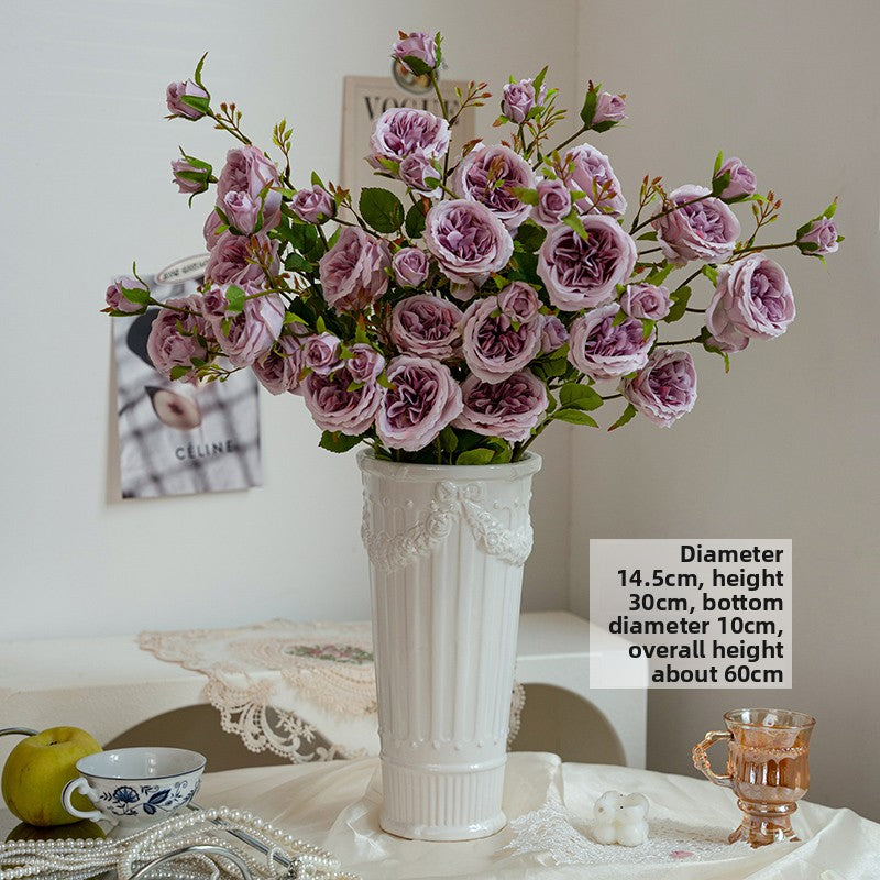 French Embossed Ceramic Flower Vase