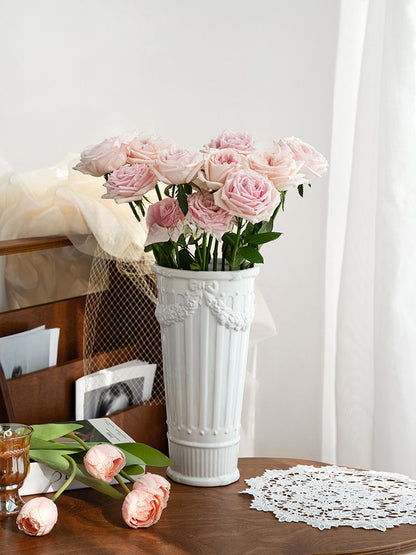 French Embossed Ceramic Flower Vase