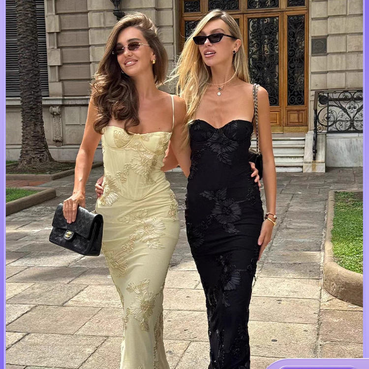 French Floral Strapless Dress