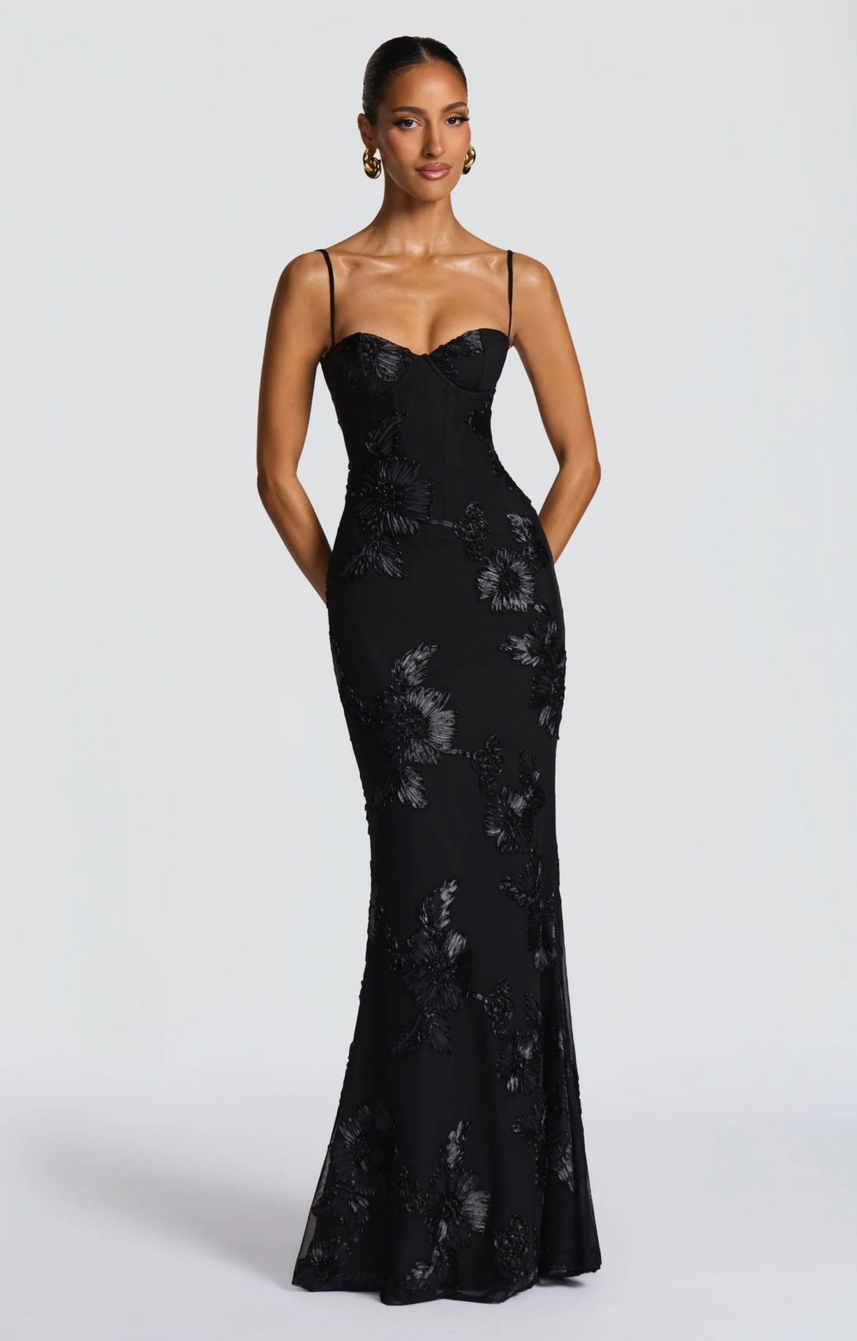 French Floral Strapless Dress