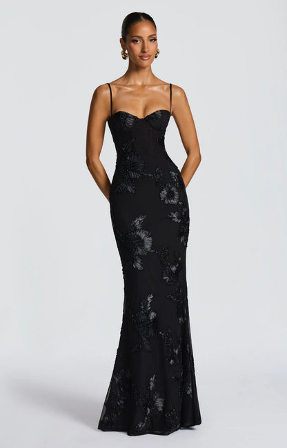French Floral Strapless Dress