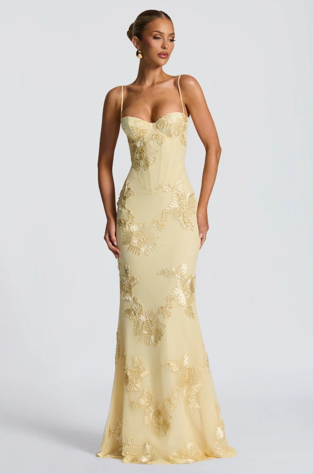 French Floral Strapless Dress