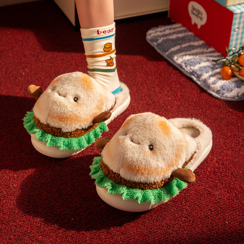 French fries rolls and plush slippers
