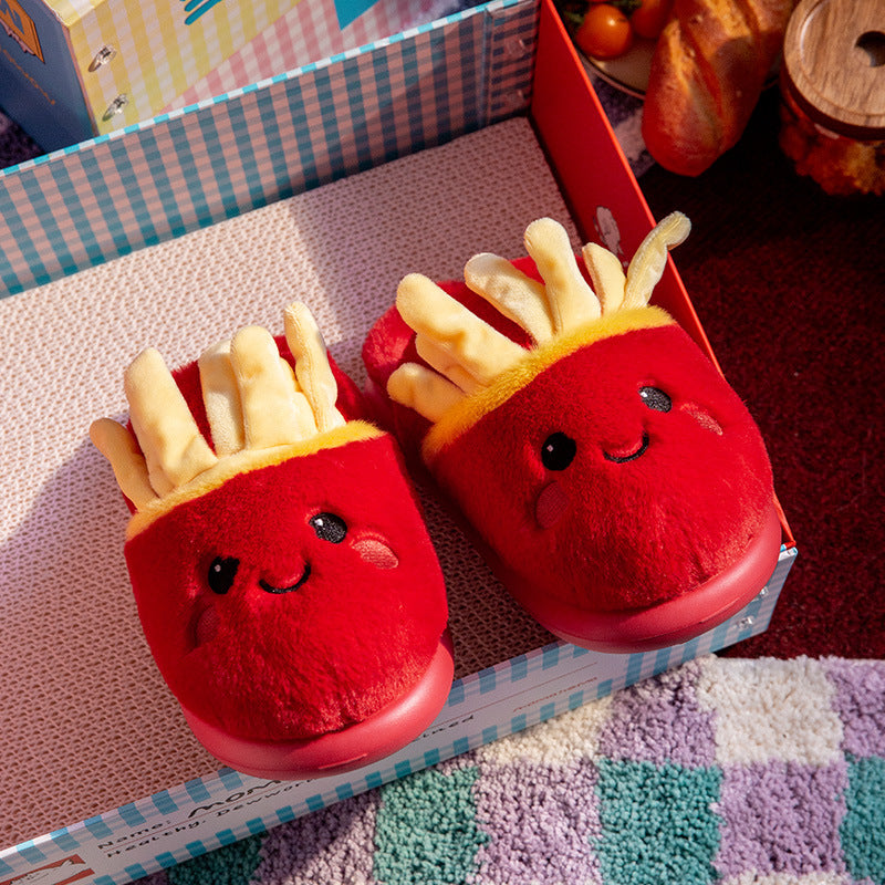 French fries rolls and plush slippers