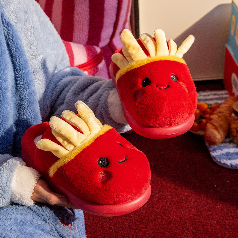 French fries rolls and plush slippers