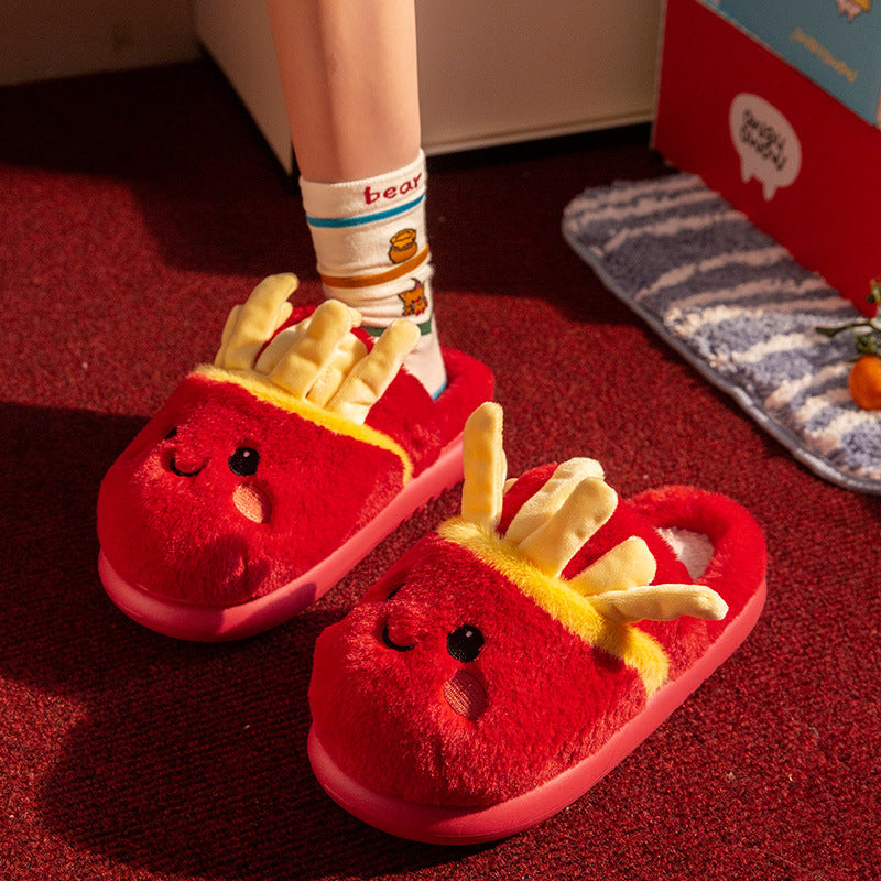 French fries rolls and plush slippers