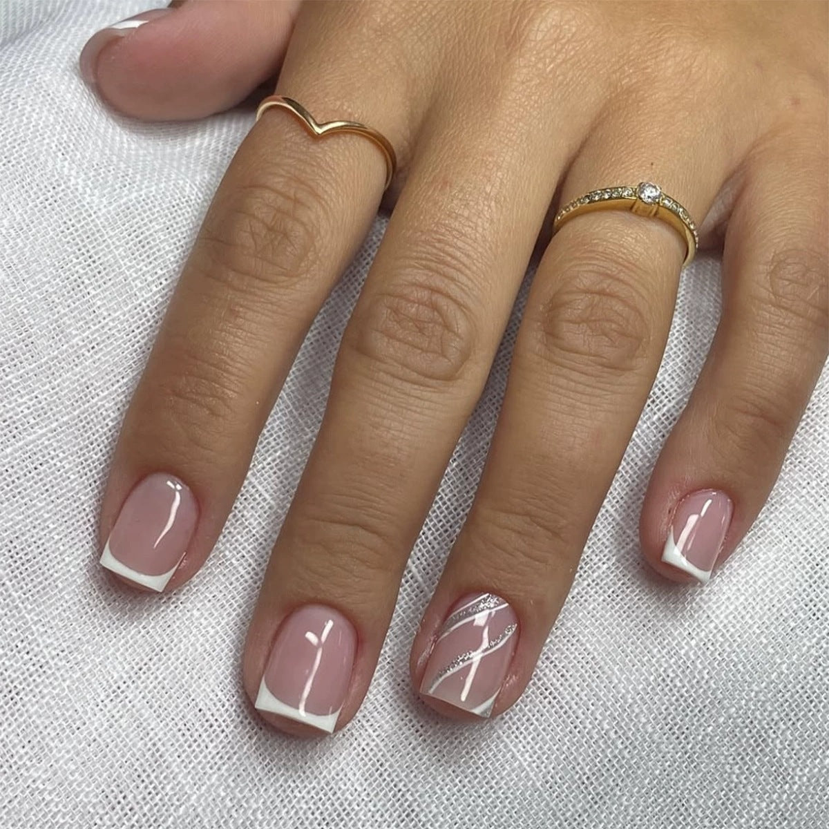 French Glitter Nail Patches