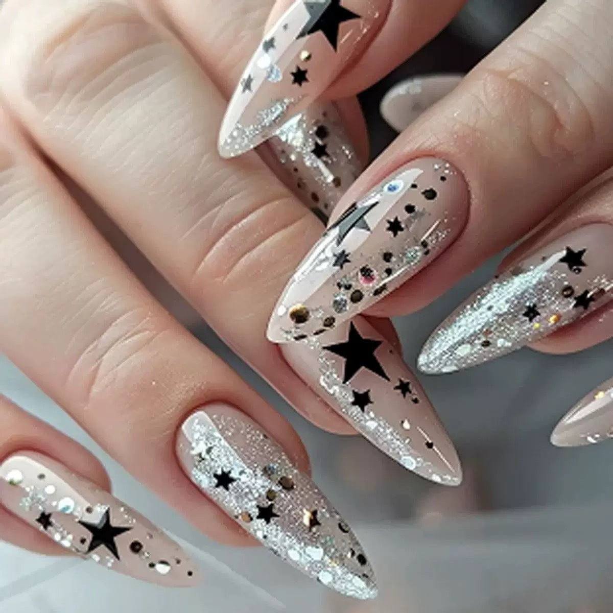French Glitter Nail Patches