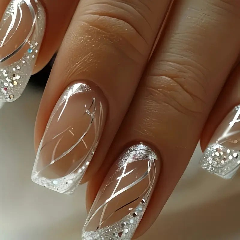 French Glitter Nail Patches