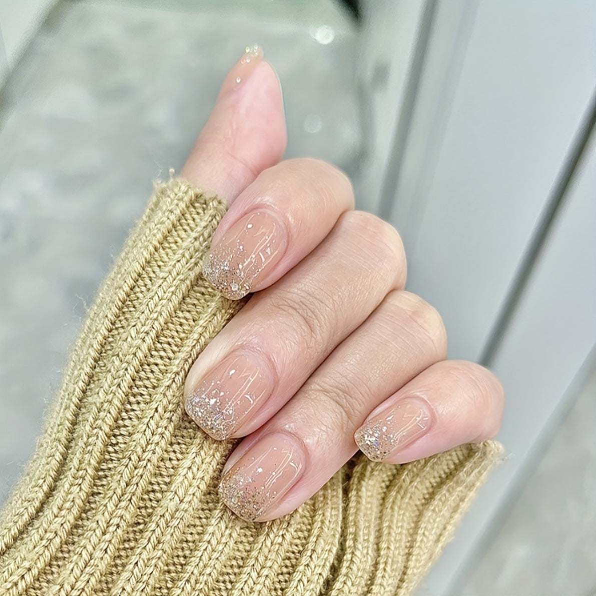 French Glitter Nail Patches