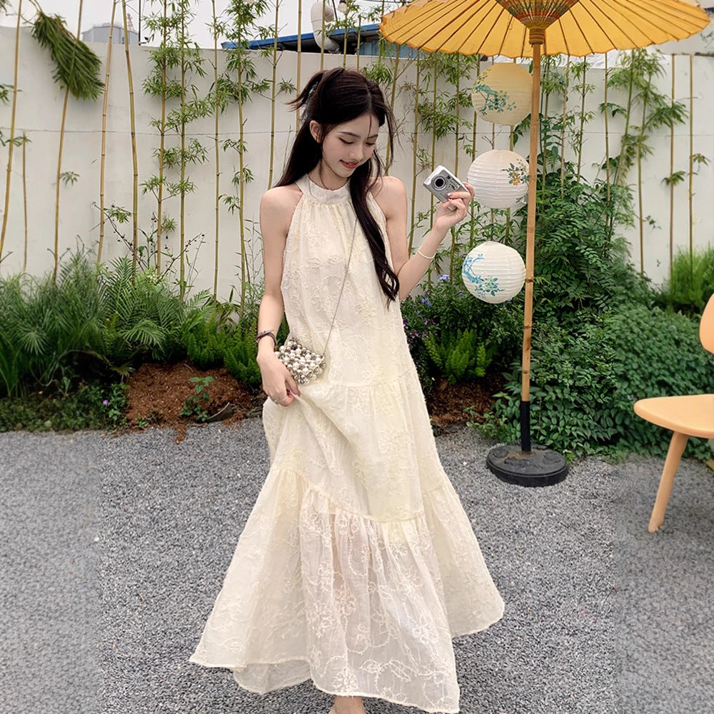French Halter Sleeveless Dress