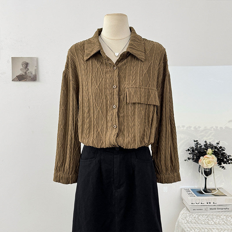 French Hollow-Out Crochet Long Sleeve Shirt
