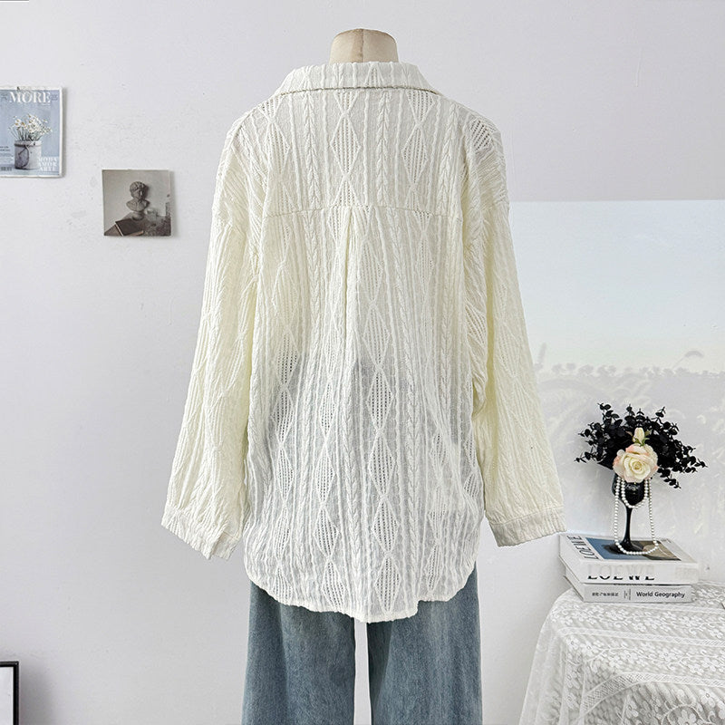French Hollow-Out Crochet Long Sleeve Shirt