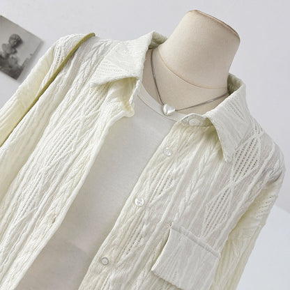 French Hollow-Out Crochet Long Sleeve Shirt