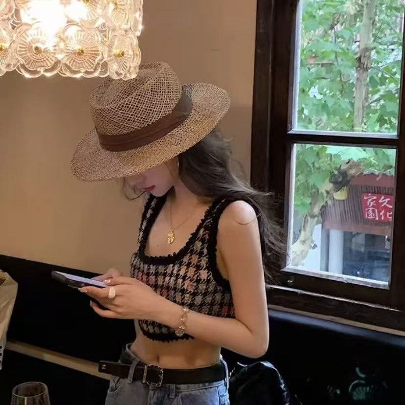 French Hollow-Out Straw Sun Hat for Women