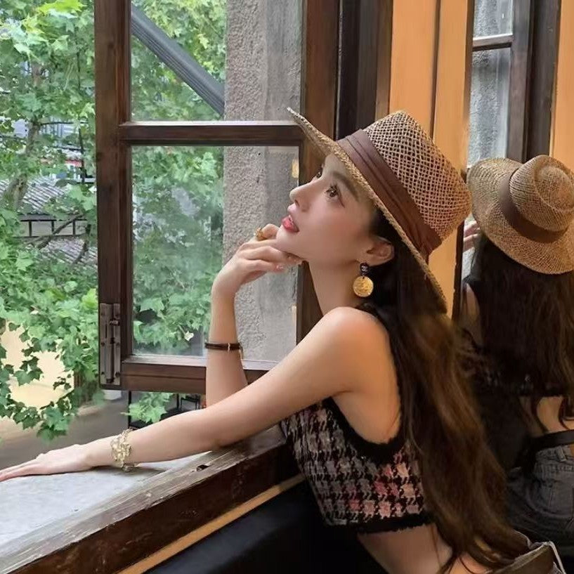 French Hollow-Out Straw Sun Hat for Women