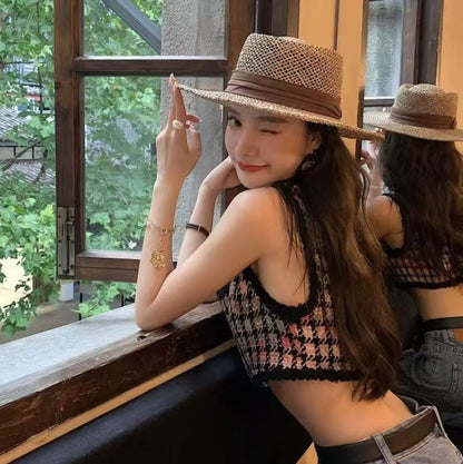 French Hollow-Out Straw Sun Hat for Women