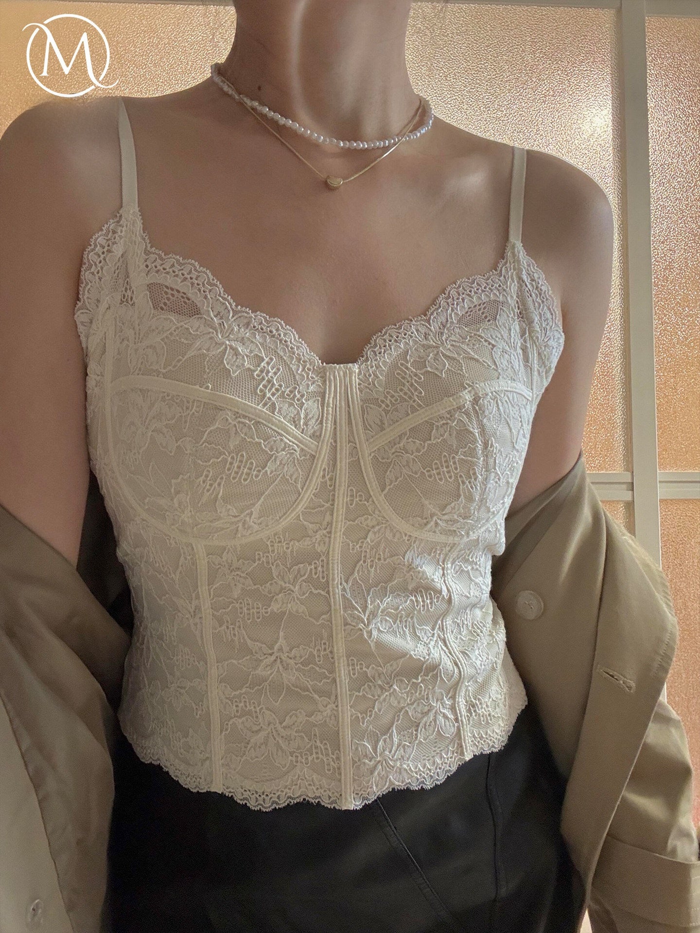 French Lace Camisole with Chest Pads