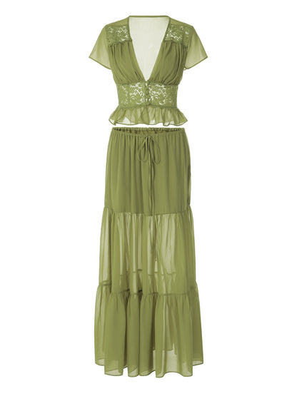 French Lace Chiffon Tie Dress