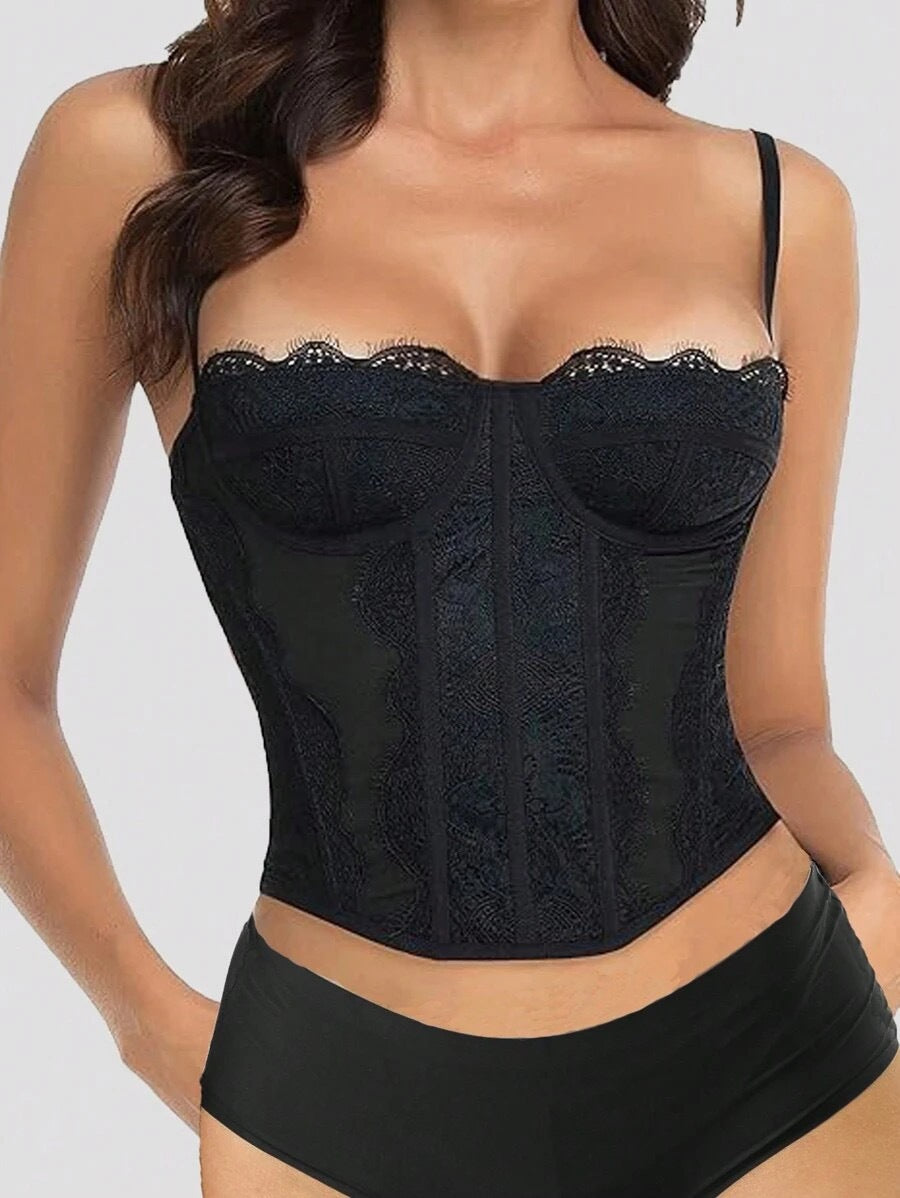 French Lace Fishbone Push-Up Corset Sexy Lingerie