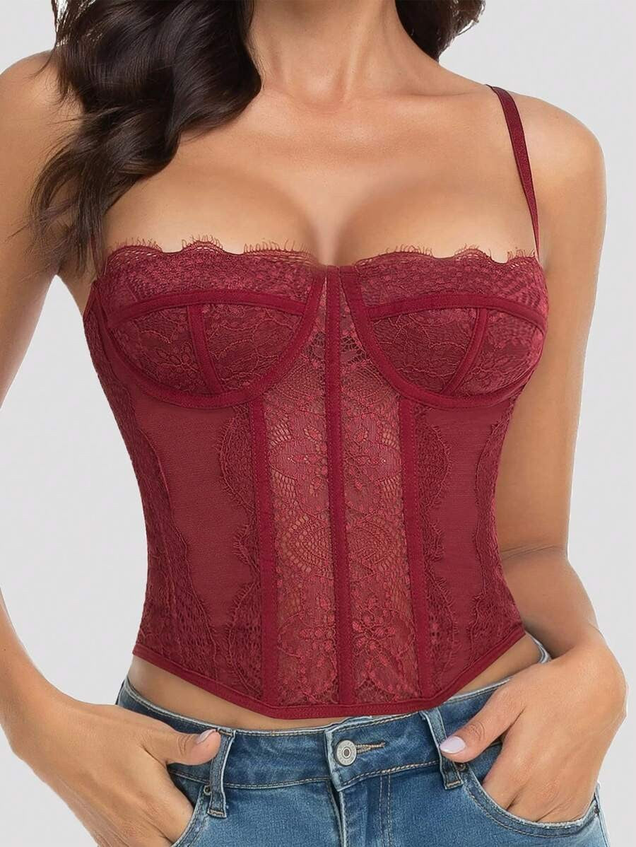 French Lace Fishbone Push-Up Corset Sexy Lingerie