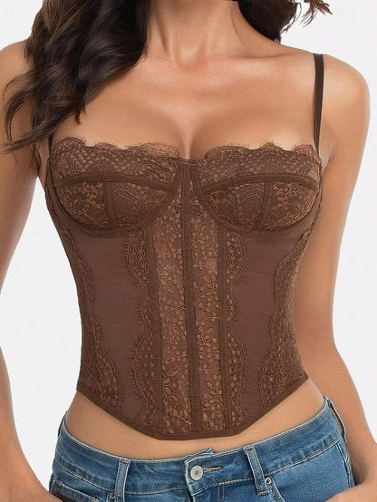 French Lace Fishbone Push-Up Corset Sexy Lingerie