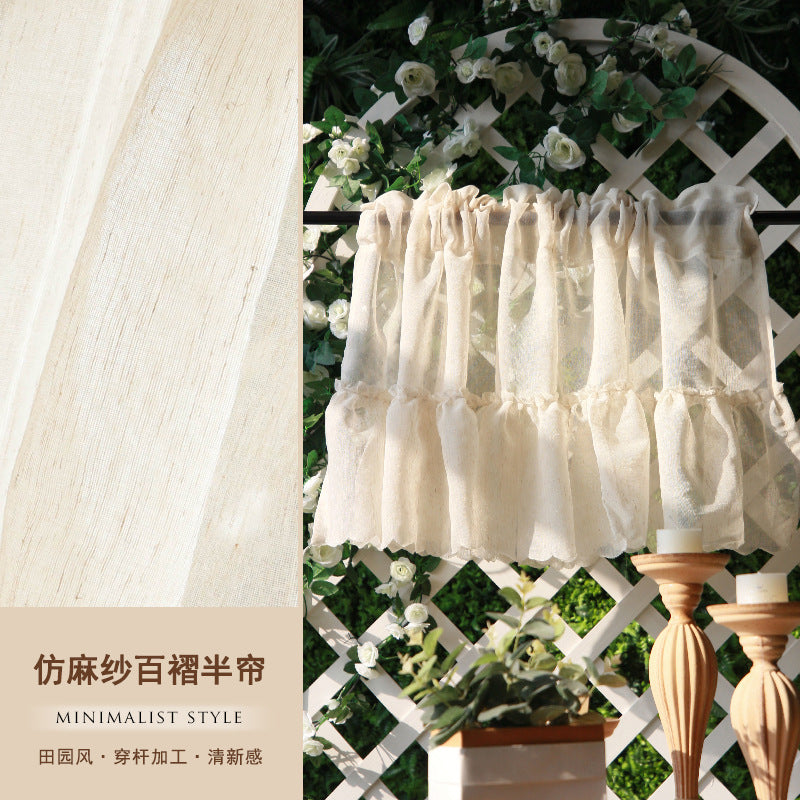 French Lace Gauze Curtain with Velcro or Rod Pocket