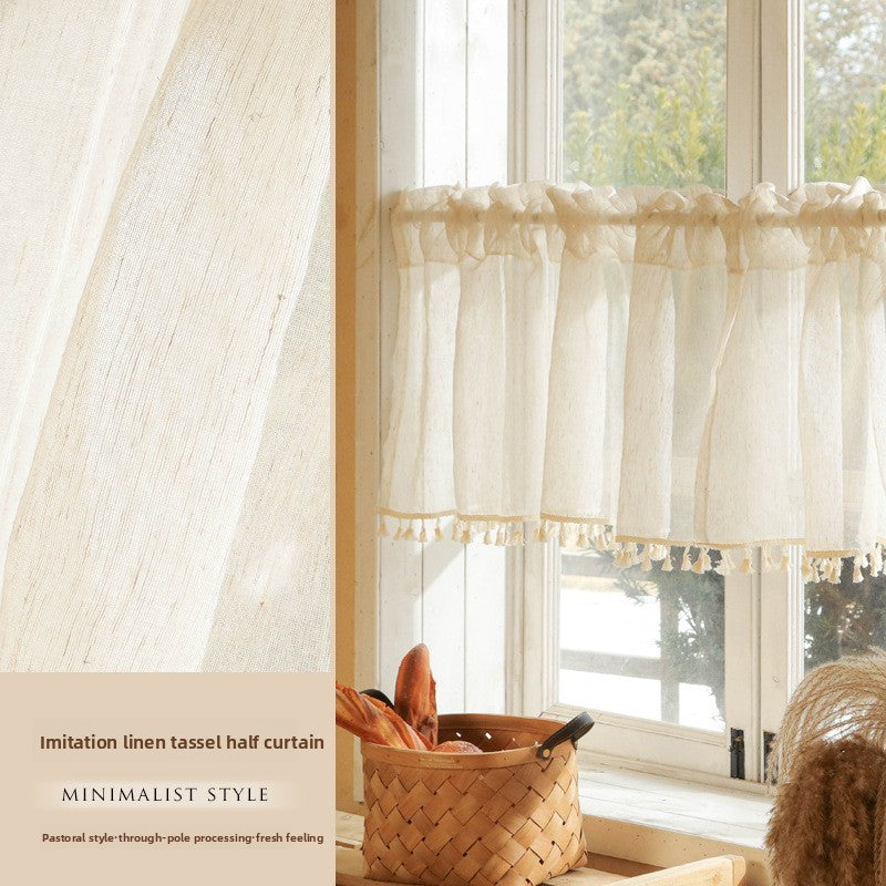 French Lace Gauze Curtain with Velcro or Rod Pocket