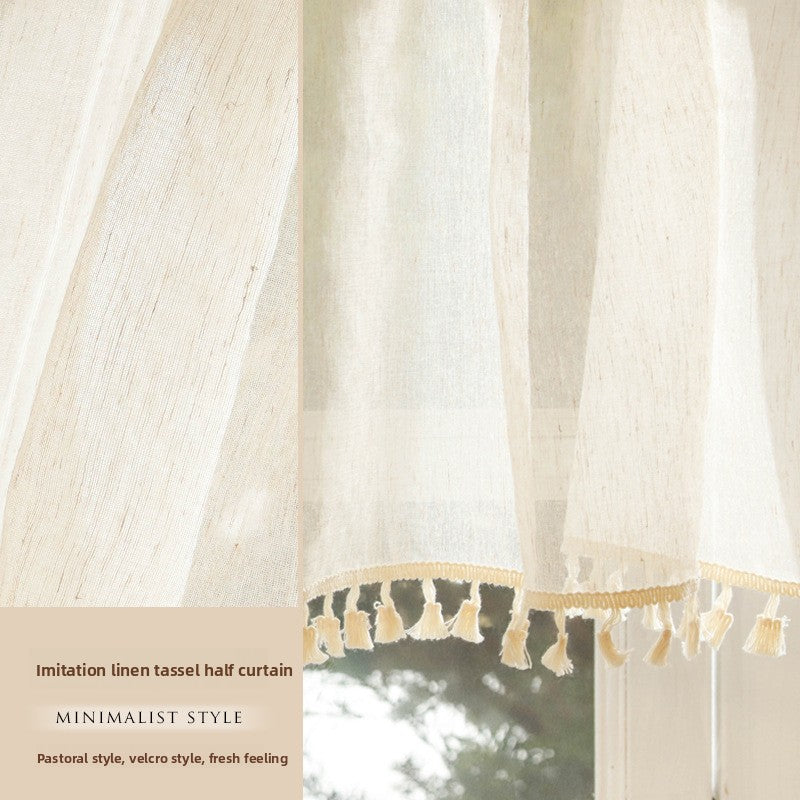French Lace Gauze Curtain with Velcro or Rod Pocket