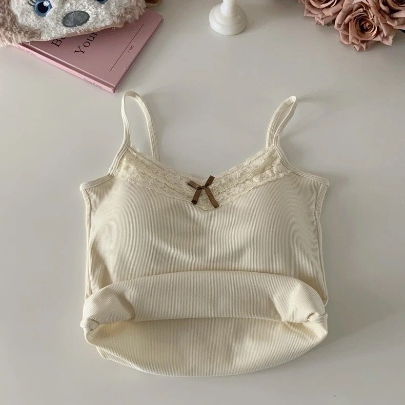 French Lace Trim Camisole with Chest Pad