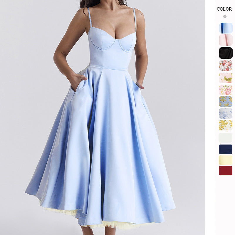 French Mesh Double Layer Suspender Dress