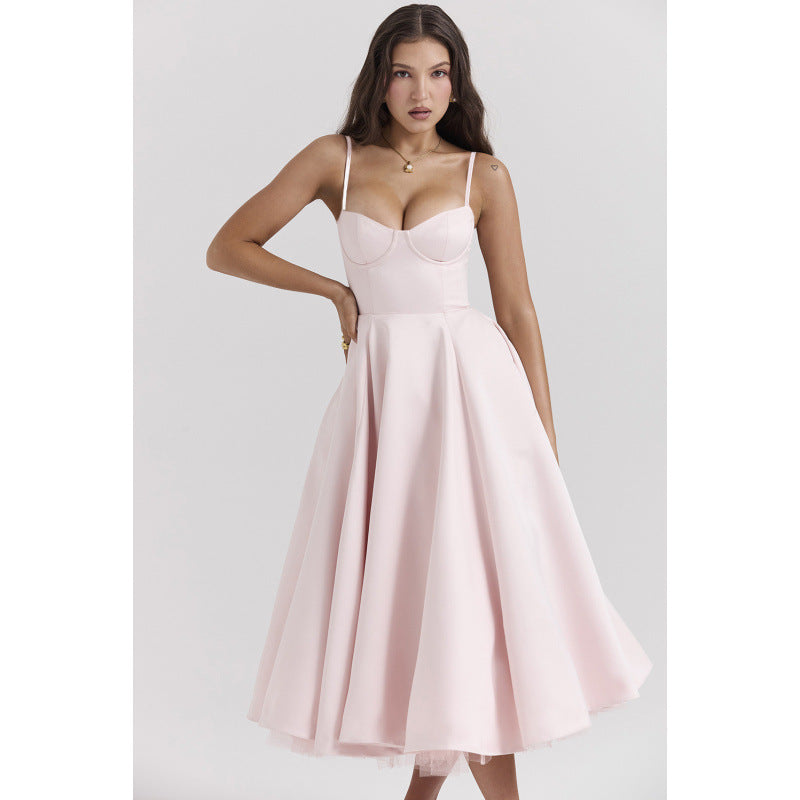 French Mesh Double Layer Suspender Dress