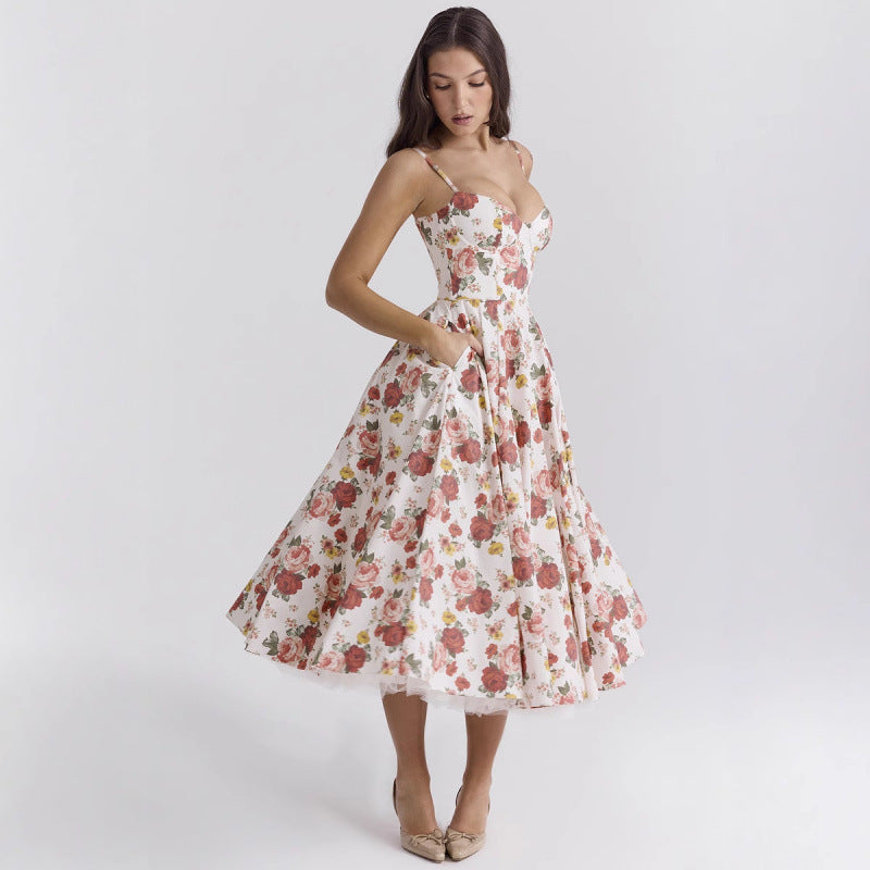 French Mesh Double Layer Suspender Dress