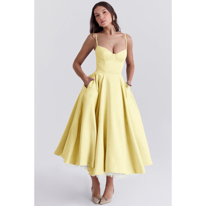 French Mesh Double Layer Suspender Dress