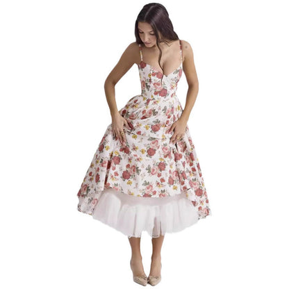 French Mesh Double Layer Suspender Dress