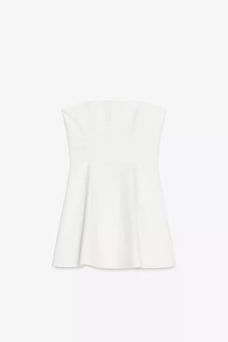 French Off-Shoulder Strapless Mini Dress