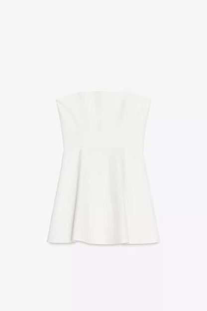 French Off-Shoulder Strapless Mini Dress