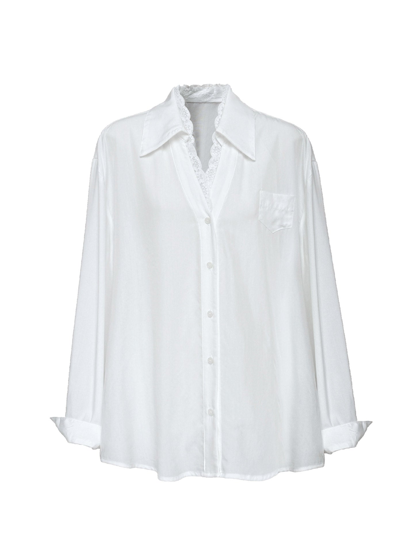French Polo Collar Lace Shirt