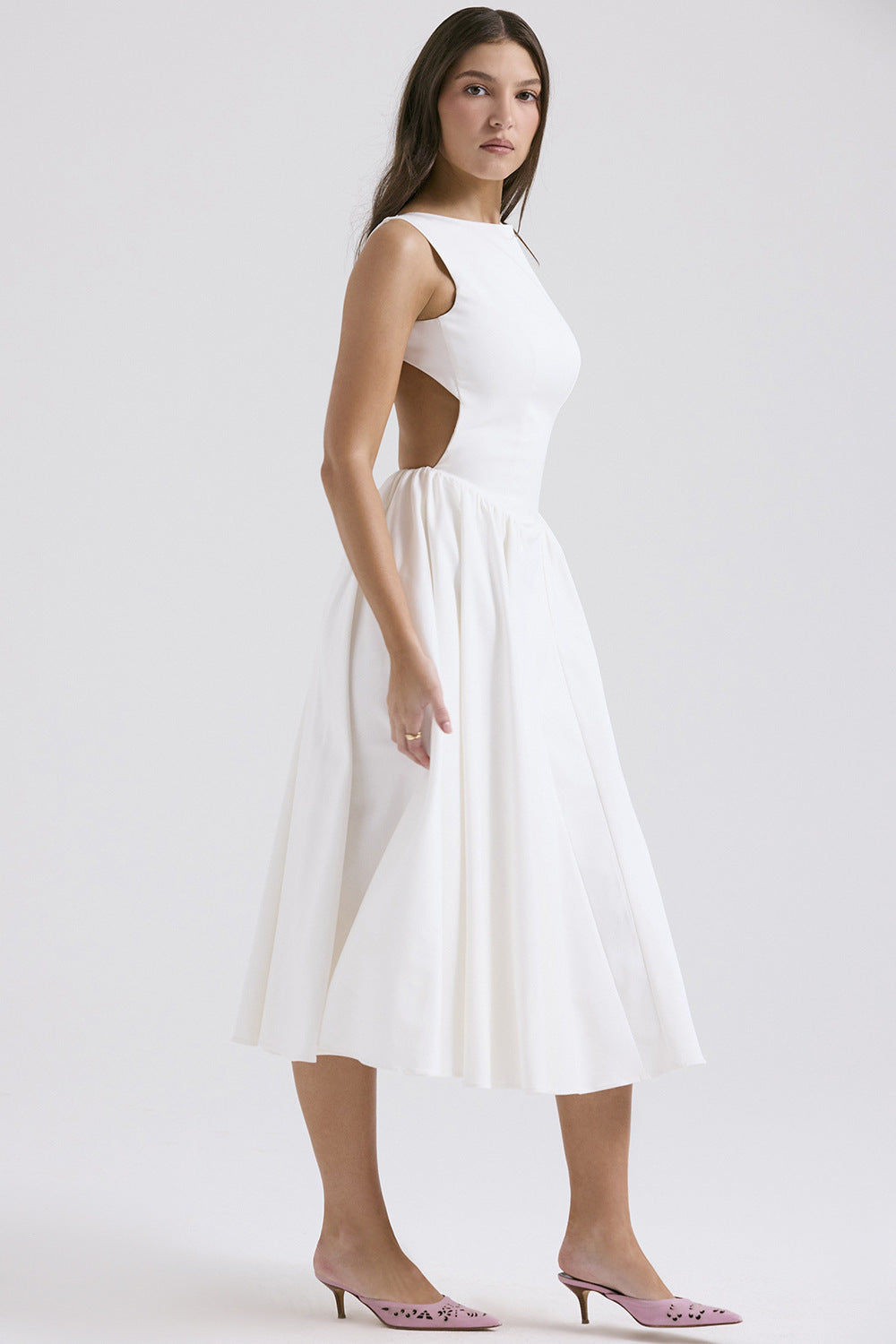 French Retro Backless Sleeveless Dress
