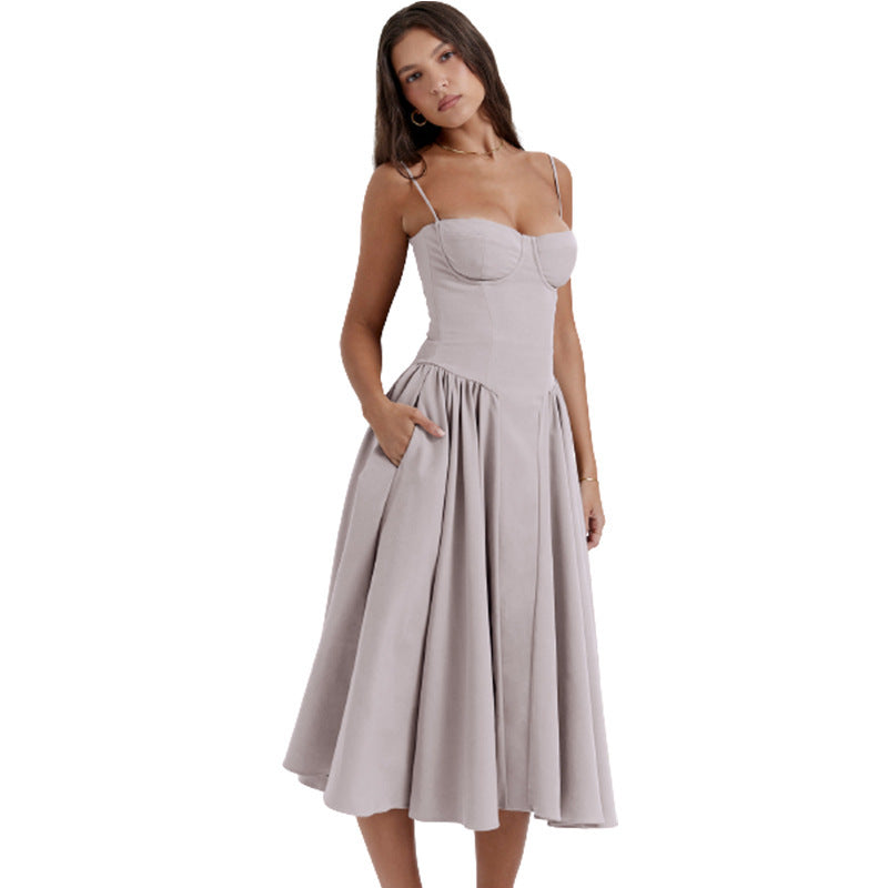 French Retro Floral Print Long Dress