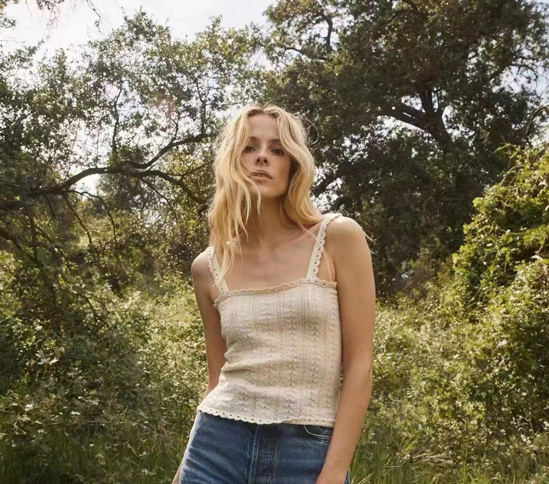 French Retro Knitted Camisole Vest for Women