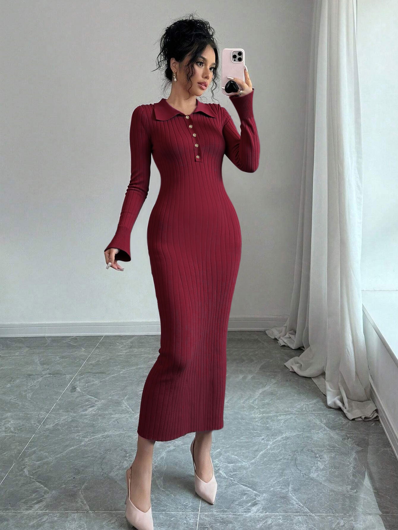 French Retro Knitted Dress
