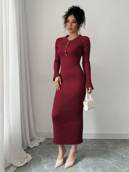 French Retro Knitted Dress