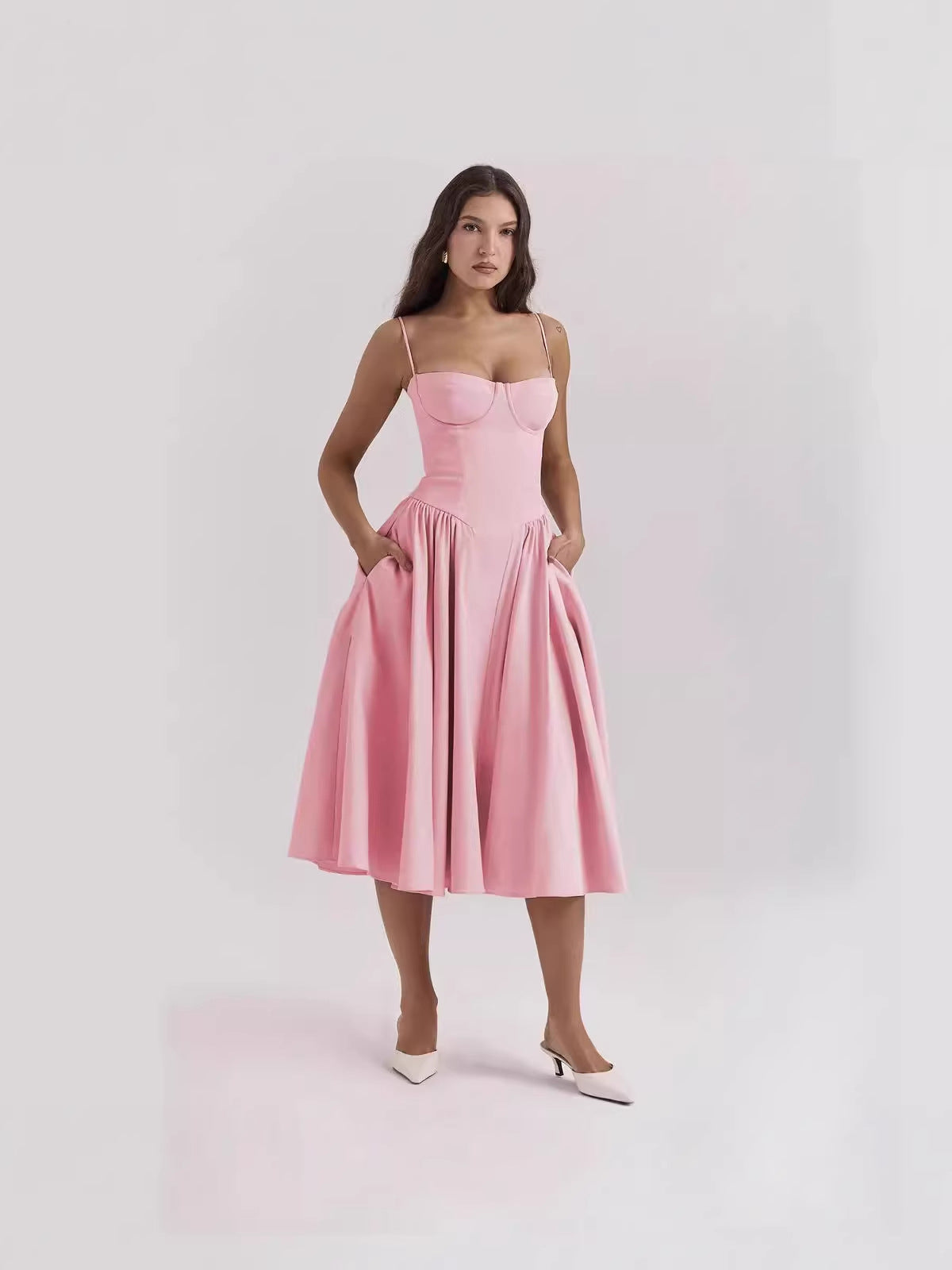 French Retro Long Sleeveless Dress