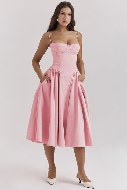 French Retro Long Sleeveless Dress