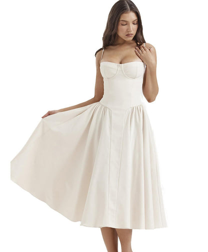 French Retro Long Sleeveless Dress