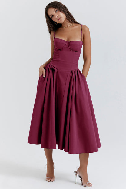 French Retro Long Sleeveless Dress
