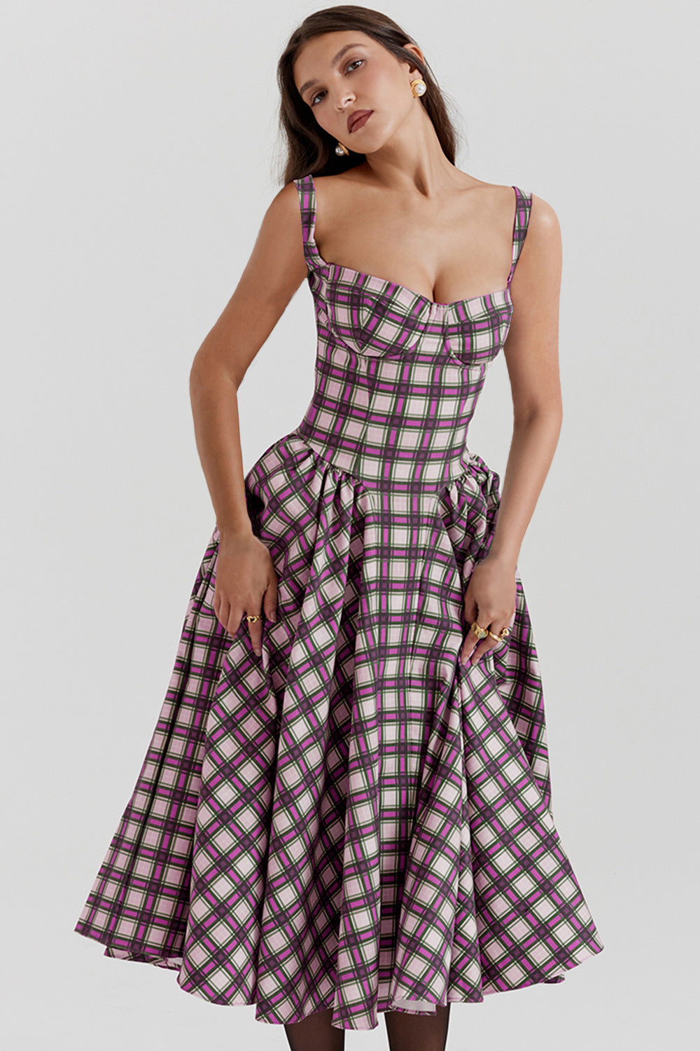 French Retro Long Sleeveless Dress