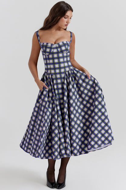 French Retro Long Sleeveless Dress