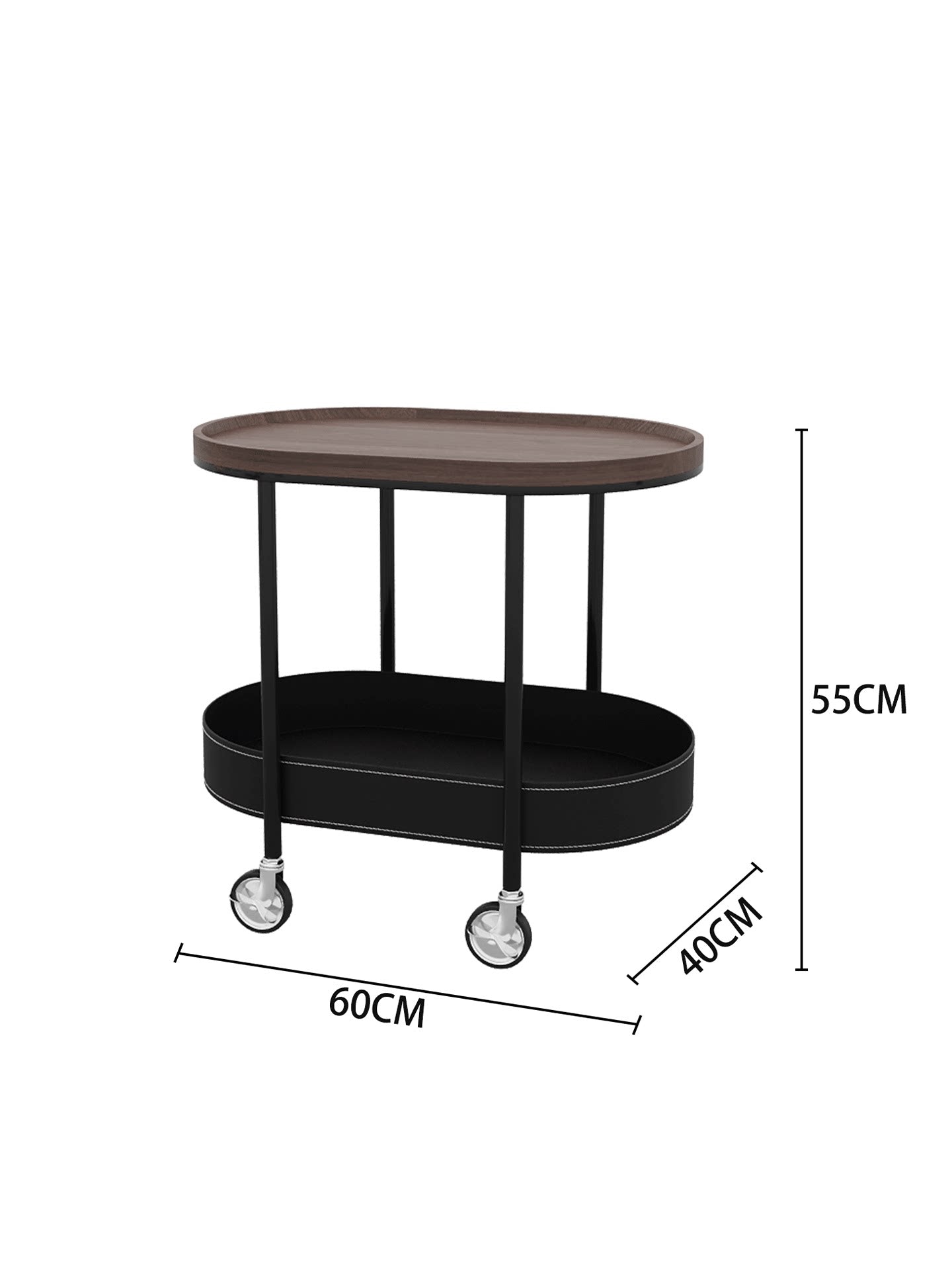 French Retro Movable Side Table with Storage